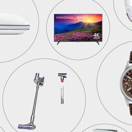 Amazon items on collaged background