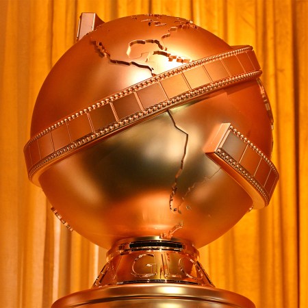 A Golden Globes statue at the award ceremony. The Globes just announced a new category for 2026: Best Podcast.
