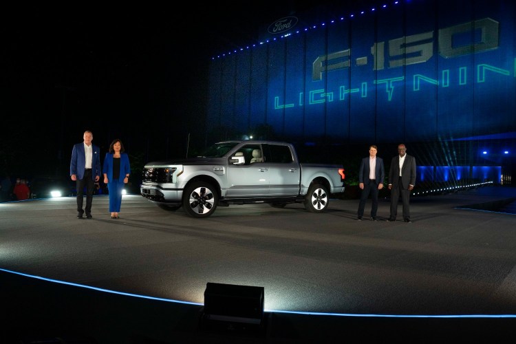 Ford executives launching the electric F-150