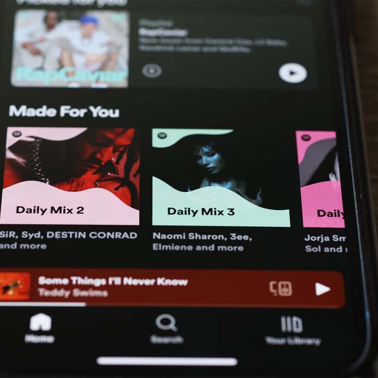 A close-up of Spotify playlists