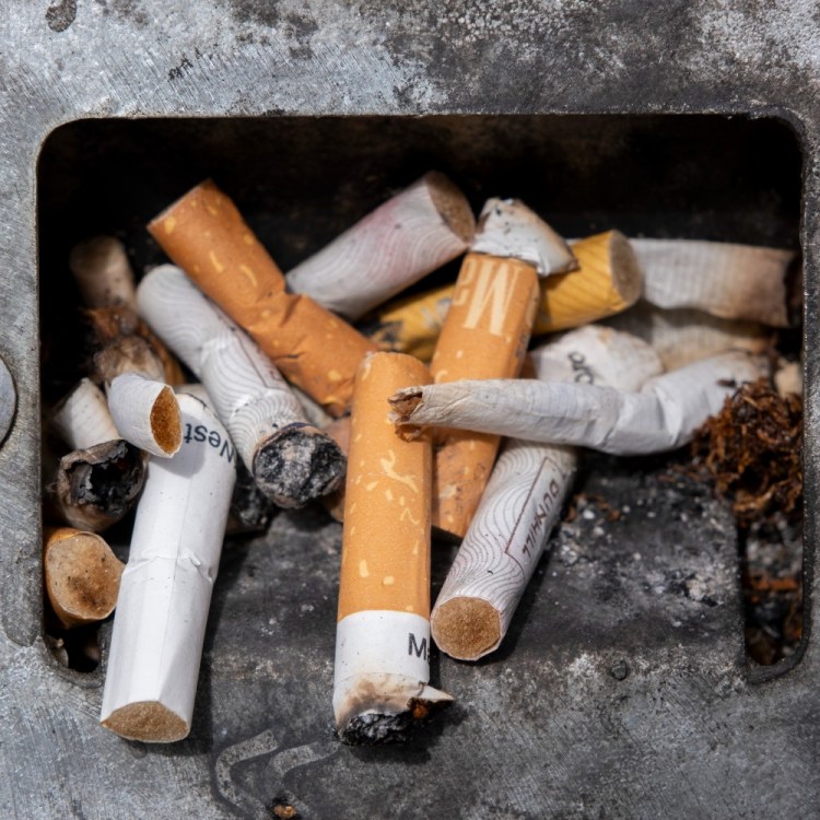 cigarette butts in ashtray